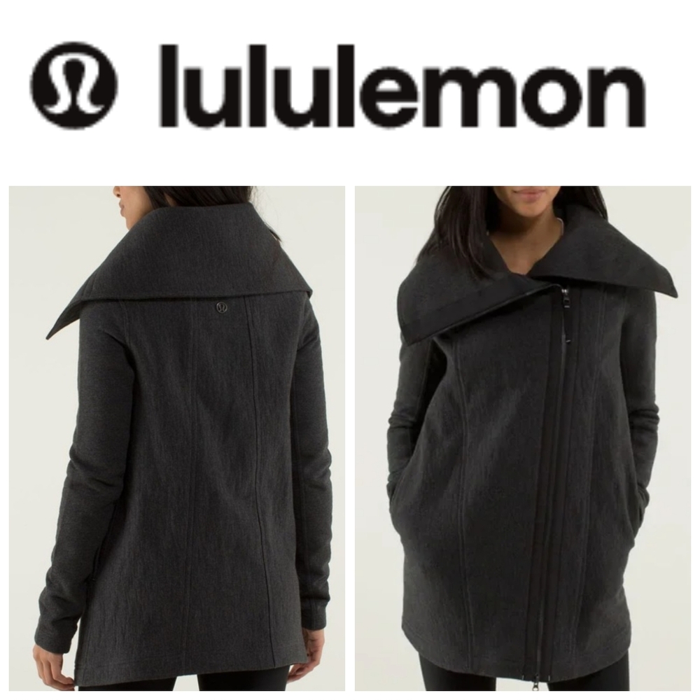lululemon athletica Black Trench Coat Sleek Fitted Design